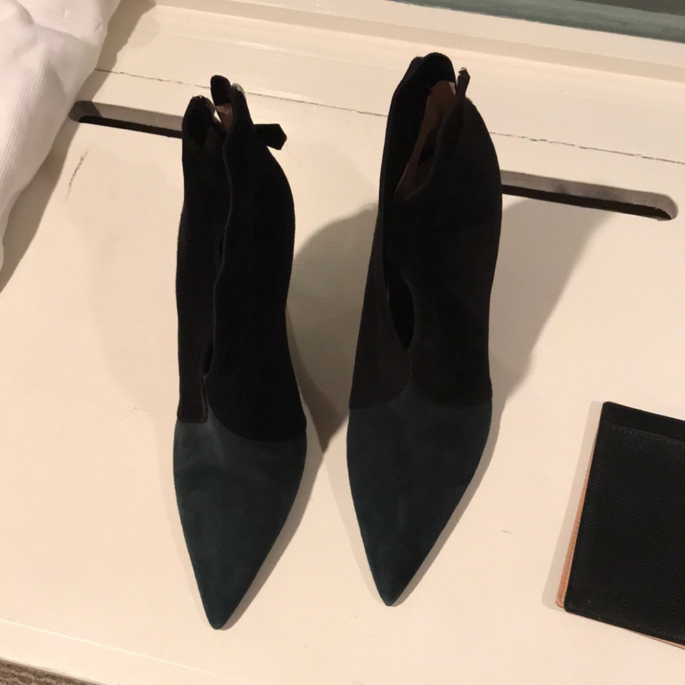 Prada Green and Black Suede Booties